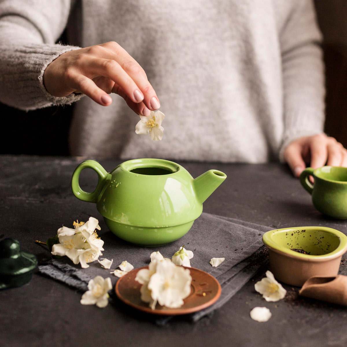 Preparación de té oriental ceremonial
